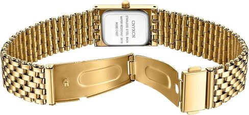 Gold Watches for Women Luxury Fashion Square Ladies Quartz Wrist Watch with Stainless Steel Band,Bracelet Adjustment Tool Included in Kuwait