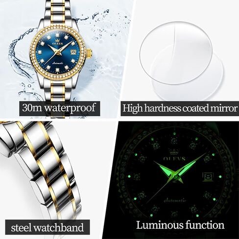 Olevs Womens Automatic Watch Watch Diamond Fashion Luxury Dress in Saudi Arabia
