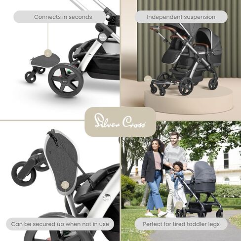 Silver Cross Wave Additional Cup Holder - Universal, Easily Attachable Stroller Cup Holder for Parents - Convenient and Versatile Cup Holder for Drink Containers (Black) in Saudi Arabia