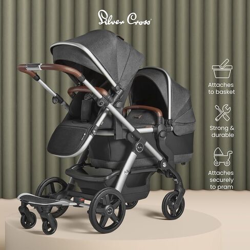 Silver Cross Wave Additional Cup Holder - Universal, Easily Attachable Stroller Cup Holder for Parents - Convenient and Versatile Cup Holder for Drink Containers (Black) in Saudi Arabia