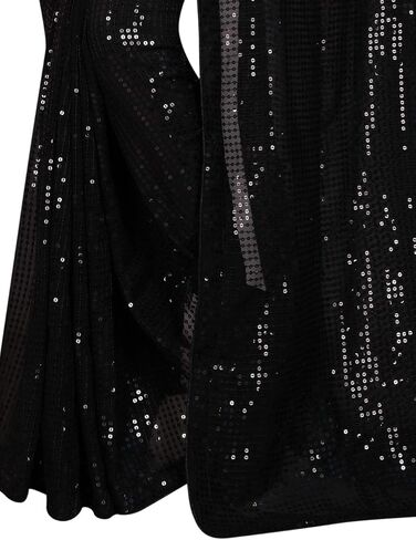 Indian Decor & Attire Bollywood Style Sarees Georgette with Heavy Sequence Work Saree with Unstitched Blouse for Party wear (Black) in Saudi Arabia