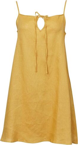 Xintianji Womens 100% Linen Dress Sleeveless Mini Adjustable Straps Beach Sundress in Saudi Arabia