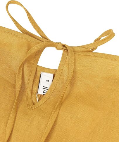 Xintianji Womens 100% Linen Dress Sleeveless Mini Adjustable Straps Beach Sundress in Saudi Arabia