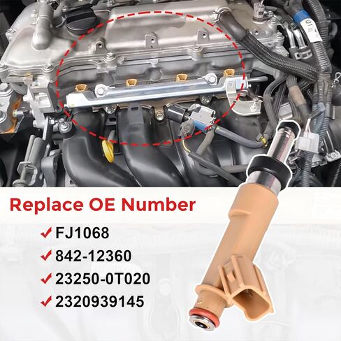 حقن الوقود 23250-0T020 مجموعة من 4 متوافقة مع Toyota Corolla 2009-2019 Matrix 2009-2013 Scion XD 2008-2009 1.8 L استبدال# 23209-09140 23209-39145 12 Holes in Saudi Arabia