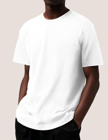 Aelfric Eden Mens Shirts Basic Cotton Tee Plain T Shirt Crew Neck Short Sleeve Tops Casual Midweight in Saudi Arabia