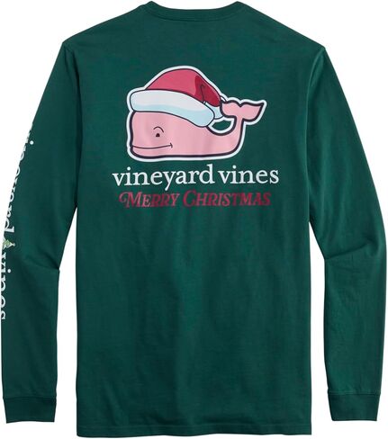 vineyard vines Men's Santa Whale Long-Sleeve Pocket Tee in Kuwait