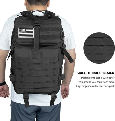 Tactical Backpack 45L Assault Pack Green Army Pack for Men 3 Day Molle Bug Out Bag Outdoor Camping Hiking Daypack Military Assault Large Rucksack without Bottle Holder in Kuwait