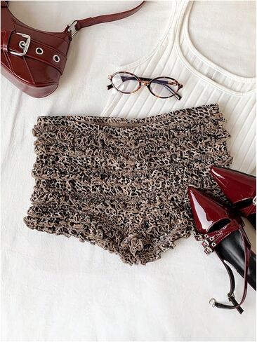 Verdusa Women's Plus Size Y2K Bloomers Leopard Print Micro Shorts Slim Preted Choled Shulk in Saudi Arabia