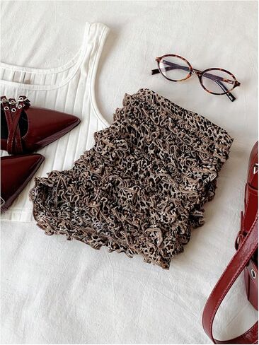 Verdusa Women's Plus Size Y2K Bloomers Leopard Print Micro Shorts Slim Preted Choled Shulk in Saudi Arabia