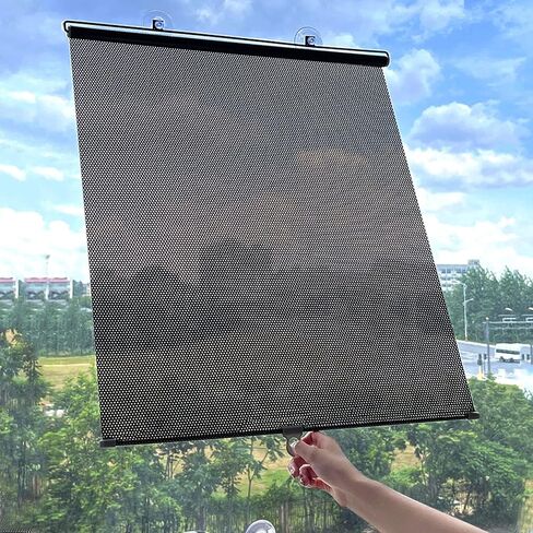Blackout Blind Shade مع أكواب شفط ، ستارة غطاء نافذة محمولة مؤقتة ، ظلال نافذة أسطوانة الشمس ، واقي من الشمس العازلة للحرارة ، للسيارة ، المكتب ، المطبخ (W 27 × H 49in) in Saudi Arabia
