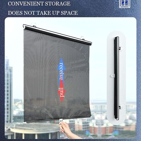 Blackout Blind Shade مع أكواب شفط ، ستارة غطاء نافذة محمولة مؤقتة ، ظلال نافذة أسطوانة الشمس ، واقي من الشمس العازلة للحرارة ، للسيارة ، المكتب ، المطبخ (W 27 × H 49in) in Saudi Arabia