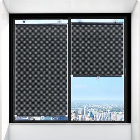 Blackout Blind Shade مع أكواب شفط ، ستارة غطاء نافذة محمولة مؤقتة ، ظلال نافذة أسطوانة الشمس ، واقي من الشمس العازلة للحرارة ، للسيارة ، المكتب ، المطبخ (W 27 × H 49in) in Saudi Arabia