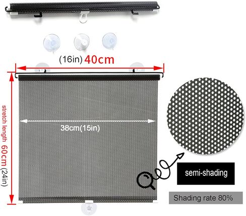 Blackout Blind Shade مع أكواب شفط ، ستارة غطاء نافذة محمولة مؤقتة ، ظلال نافذة أسطوانة الشمس ، واقي من الشمس العازلة للحرارة ، للسيارة ، المكتب ، المطبخ (W 27 × H 49in) in Saudi Arabia