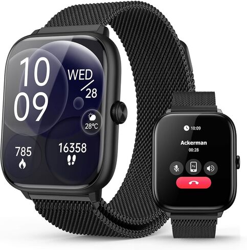 2.06" AMOLED Smart Watches with Blood Pressure, 118 Sports Modes, Fitness Activity Tracker for Men Women, Heart Rate Sleep SpO2 and Stress Monitor, IP68 Waterproof, Compatible with Android and iPhone in Kuwait