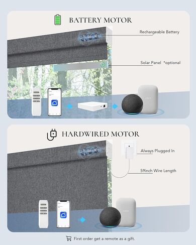 الستائر الآلية المتوافقة مع Alexa Google 100 ٪ Blackout Smart Blind Window Window Shades Remote التحكم عن بُعد الحجم المخصص النسيج الداكن الرمادي in Kuwait