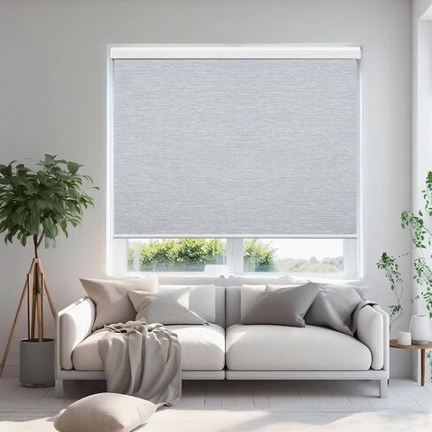 الستائر الآلية المتوافقة مع Alexa Google 100 ٪ Blackout Smart Blind Window Window Shades Remote التحكم عن بُعد الحجم المخصص النسيج الداكن الرمادي in Kuwait