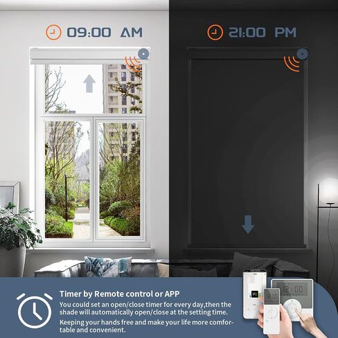 الستائر الآلية المتوافقة مع Alexa Google 100 ٪ Blackout Smart Blind Window Window Shades Remote التحكم عن بُعد الحجم المخصص النسيج الداكن الرمادي in Kuwait