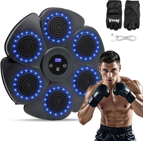 Music Boxing Machine Smart Bluetooth Music Boxing Machine with LED Screen Wall Mounted Musical Boxing Machine with Boxing Gloves Music Boxing Machine for Adults and Kids use in Home or Gym in Kuwait