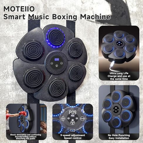 Music Boxing Machine Smart Bluetooth Music Boxing Machine with LED Screen Wall Mounted Musical Boxing Machine with Boxing Gloves Music Boxing Machine for Adults and Kids use in Home or Gym in Kuwait