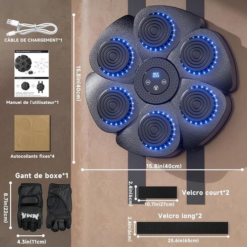 Music Boxing Machine Smart Bluetooth Music Boxing Machine with LED Screen Wall Mounted Musical Boxing Machine with Boxing Gloves Music Boxing Machine for Adults and Kids use in Home or Gym in Kuwait