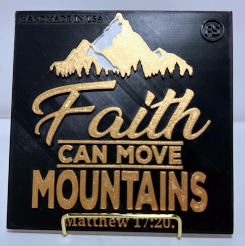 Plaque: FAITH CAN MOVE MOUNTAINS - Christian 3D WALL DECOR in English - FAMILY SHALOM in Saudi Arabia