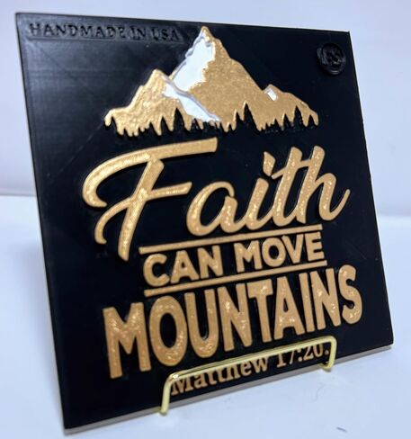 Plaque: FAITH CAN MOVE MOUNTAINS - Christian 3D WALL DECOR in English - FAMILY SHALOM in Saudi Arabia