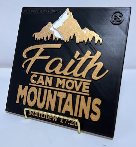 Plaque: FAITH CAN MOVE MOUNTAINS - Christian 3D WALL DECOR in English - FAMILY SHALOM in Saudi Arabia