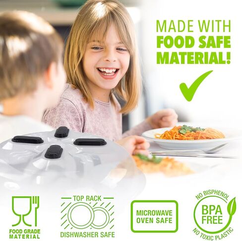 غطاء البلاغ المغناطيسي ، غطاء طعام صافٍ خالٍ من BPA ، واقي صفيحة متهورة مع فتحات فتحة البخار ، وغطاء ميكروويف مضاد للبلاش ، وتخزين مغناطيسي آمن ، غسالة الصحون-Onyx in Kuwait