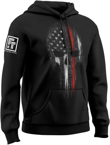 Fantastic Tees American Patriotism USA Flag Skull Men's Hoodie Sweatshirt in Saudi Arabia