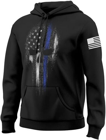 Fantastic Tees American Patriotism USA Flag Skull Men's Hoodie Sweatshirt in Saudi Arabia