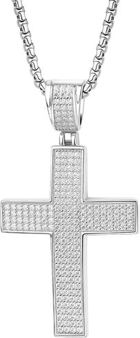 HMJ Diamond Cross Necklace for Men, Moissanite Cross Pendant S925 Sterling Silver Hip-Hop Jewelry Birthday Gift for Boyfriend Husband Brother in Saudi Arabia