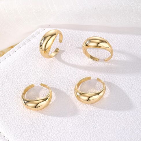Chunky Gold Rings Set for Women Dainty Silver Stacking Knuckle Ring Chunky Round Dome Ring Set Minimalist Statement Irregular Gold Rings for Women Costume Jewelry Accessories in Saudi Arabia