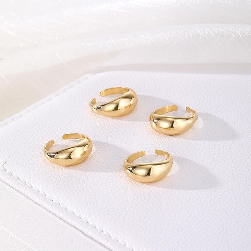 Chunky Gold Rings Set for Women Dainty Silver Stacking Knuckle Ring Chunky Round Dome Ring Set Minimalist Statement Irregular Gold Rings for Women Costume Jewelry Accessories in Saudi Arabia