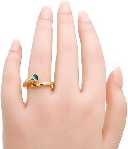 18K Gold Filled Non-Tarnish Bypass Ring for Women – Modern Open Band With Multi Gemstone Ring – Minimalist Adjustable Statement Jewelry in Saudi Arabia