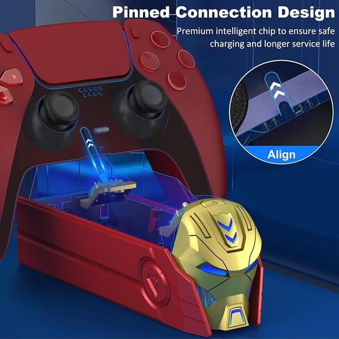 محطة شاحن وحدة تحكم PS5 لـ PlayStation 5 DualSense ، Fast PS5 Dual Controller Stand Starch Dock مع محطة شحن وحدة تحكم PS5 التي يقودها AC لتخزين PlayStation 5 (أحمر) in Kuwait