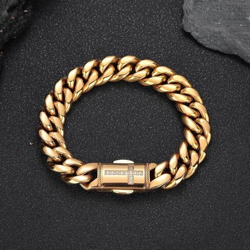 18K Gold authentic Cuban men's moissanite cross bracelet, men's Miami hip-hop tennis bracelet gift in Saudi Arabia
