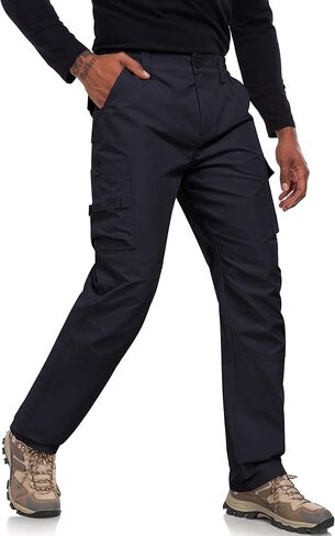 Men's Cargo Tactical Pants Stretch Waistband Water Resistant Ripstop EDC Hiking Pants in Kuwait