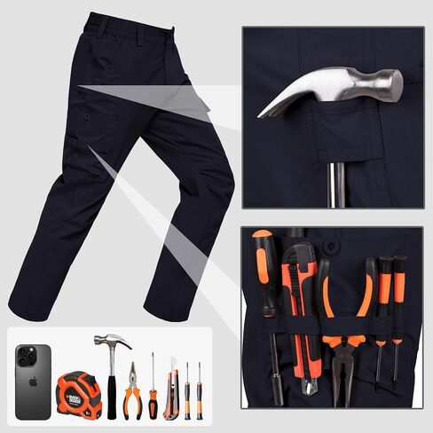 Men's Cargo Tactical Pants Stretch Waistband Water Resistant Ripstop EDC Hiking Pants in Kuwait