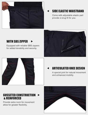 Men's Cargo Tactical Pants Stretch Waistband Water Resistant Ripstop EDC Hiking Pants in Kuwait
