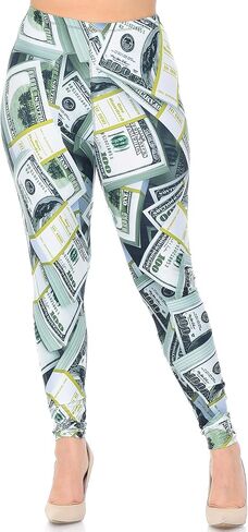 Plus Size - Creamy Soft Women's Laser Print Skin Smoothing Fashion Print Leggings in Saudi Arabia