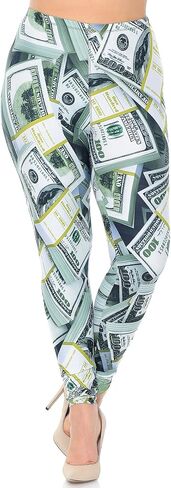 Plus Size - Creamy Soft Women's Laser Print Skin Smoothing Fashion Print Leggings in Saudi Arabia