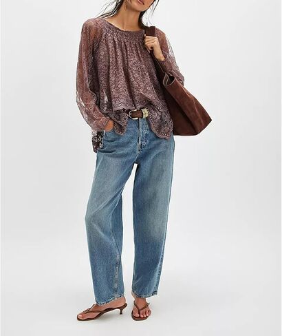 Women Sexy Lace Off Shoulder Top Long Puff Sleeve Tiered Sheer Mesh See Through Tunic Shirt Retro Y2K Dressy Blouse in Saudi Arabia
