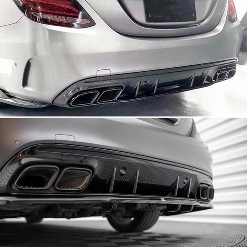 توافق الناشر الخلفي مع 2015-2021 C Class W205 AMG Sedan C300 C43 C63 4DOOR C63 MOTY PUMPER DISFUSER DIPFUSER SPOILER + ORVER (Gloss Black) in Kuwait