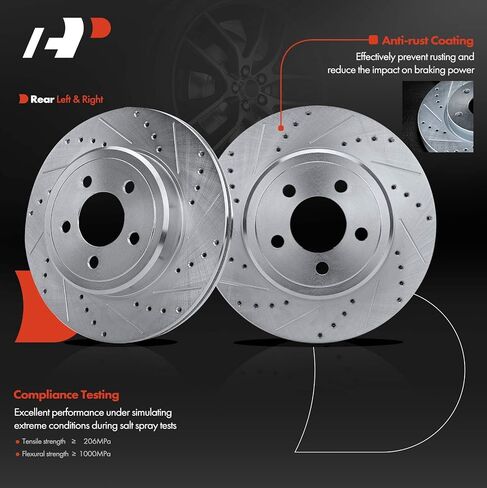A-Premium 12.60 inch (320mm) Rear Drilled and Slotted Disc Brake Rotors Compatible with Select Dodge and Chrysler Models - Charger 2006-2020, Challenger 2009-2020, Magnum 2005-2008, 300 2005-2021 in Saudi Arabia