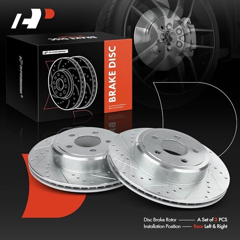 A-Premium 12.60 inch (320mm) Rear Drilled and Slotted Disc Brake Rotors Compatible with Select Dodge and Chrysler Models - Charger 2006-2020, Challenger 2009-2020, Magnum 2005-2008, 300 2005-2021 in Saudi Arabia