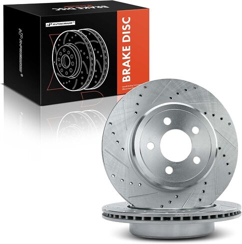 A-Premium 12.60 inch (320mm) Rear Drilled and Slotted Disc Brake Rotors Compatible with Select Dodge and Chrysler Models - Charger 2006-2020, Challenger 2009-2020, Magnum 2005-2008, 300 2005-2021 in Saudi Arabia