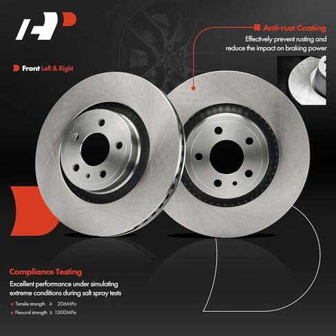 A-Premium 13.86 بوصة (352 مم) دوارات فرامل القرص الأمامية المتنفية متوافقة مع نماذج فورد المختارة-Mustang 2015-2020 ، 2-PC Set in Kuwait