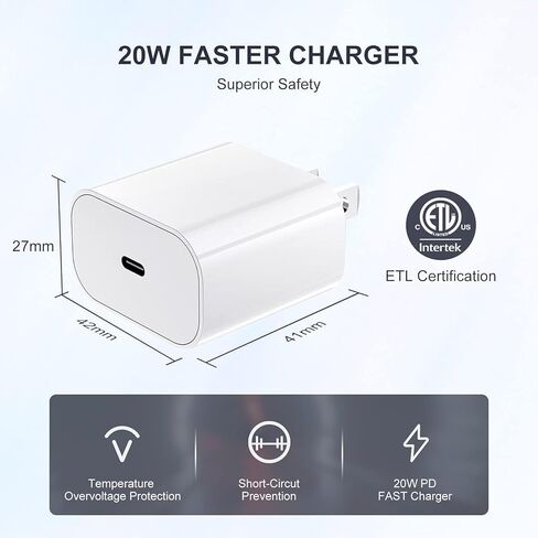 iPhone Fast USB C Charger Block, 20W PD Type C Charging Power Adapter Cube Brick Box, iPhone Wall Charger Plug for Apple iPhone 15 Pro Max/15 Plus/16/14 Pro/14 Plus/13 Pro/13/12 Mini/11, XS/XR/X/iPad in Kuwait
