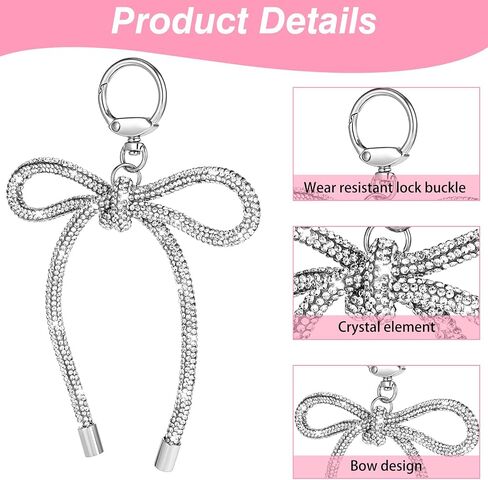 Bow Keychain Rhinestone Bow Key Chains Women Cute Ribbon Bowknot Beg Bag Bag Chair chain chain car chain in Kuwait