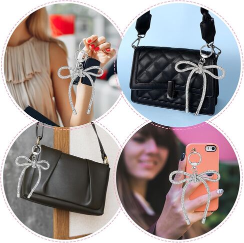 Bow Keychain Rhinestone Bow Key Chains Women Cute Ribbon Bowknot Beg Bag Bag Chair chain chain car chain in Kuwait
